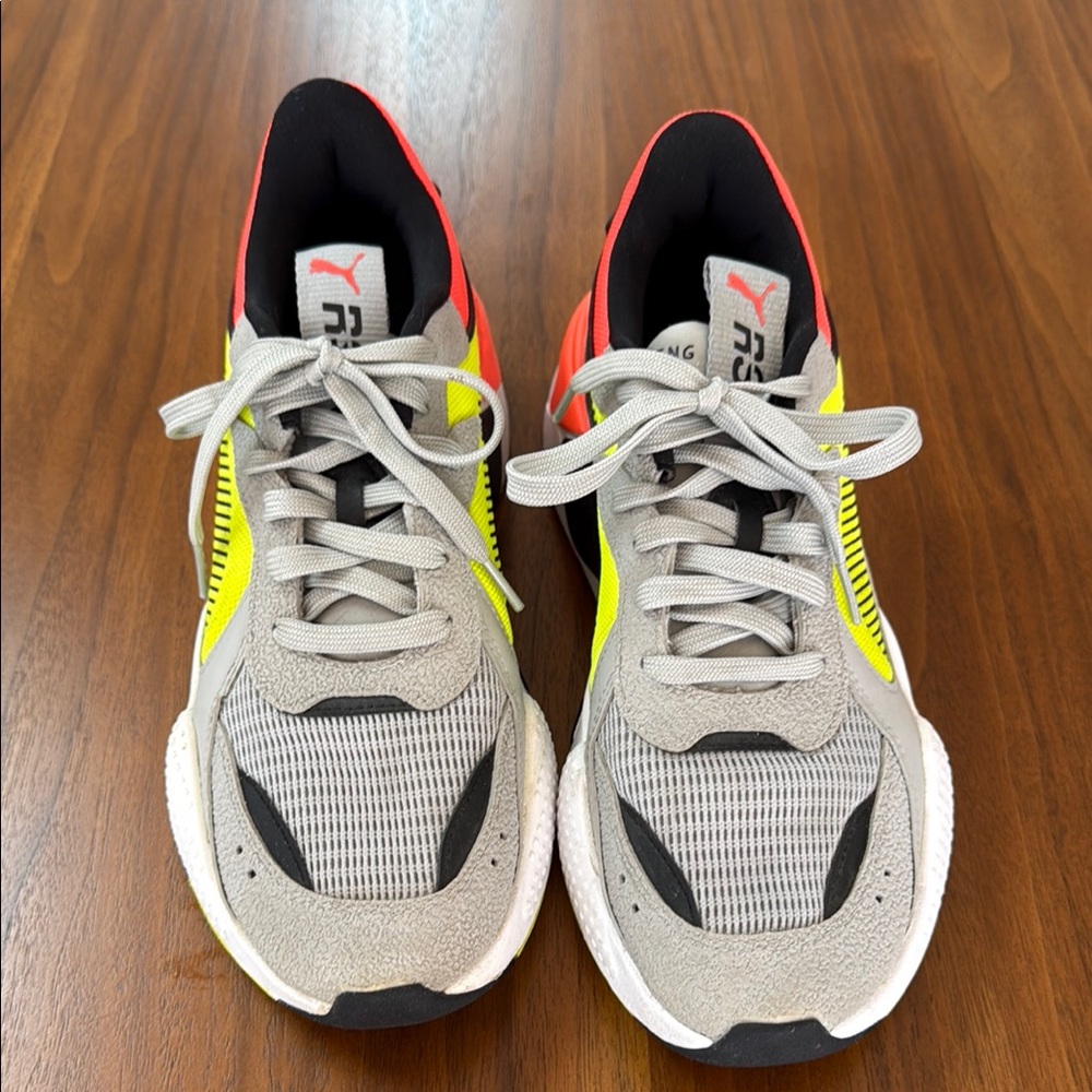 LIKE NEW Puma RS-X Running System Gray, Neon Accents